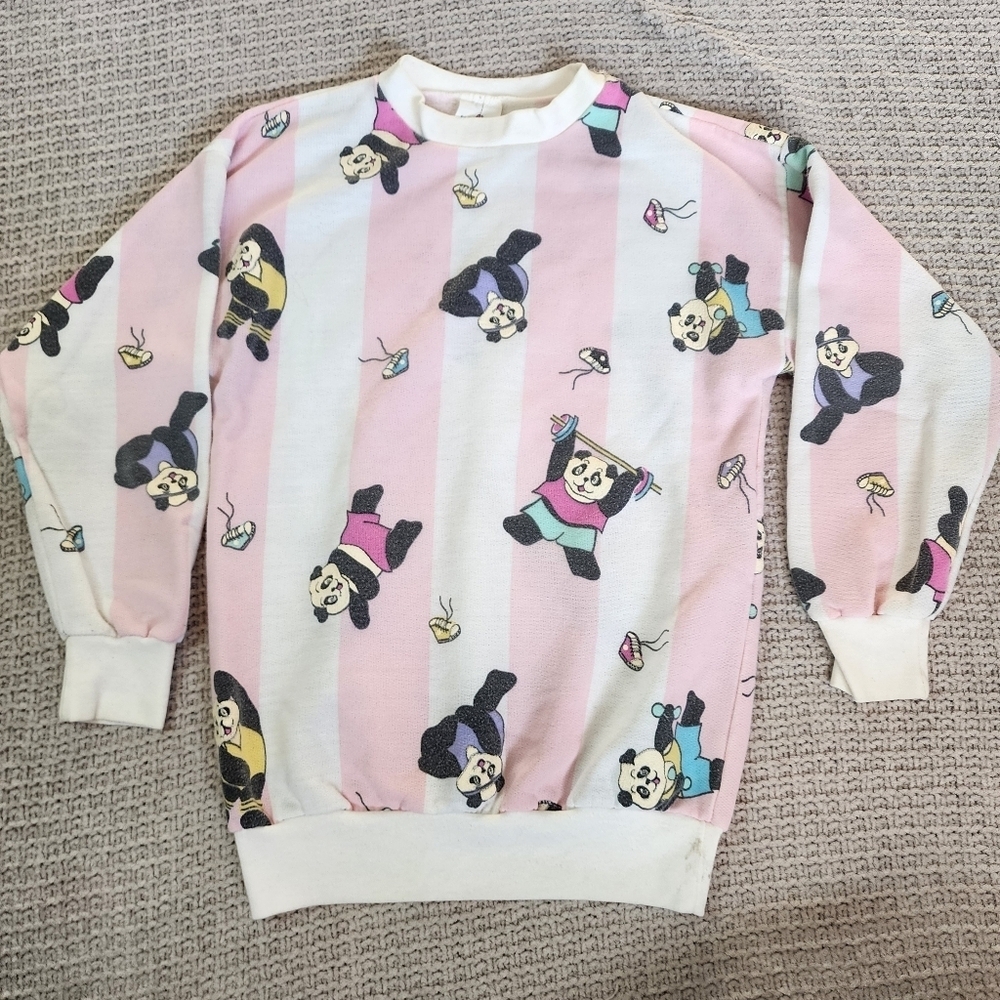 Vintage Panda Workout Crew Neck Sweatshirt Size 10